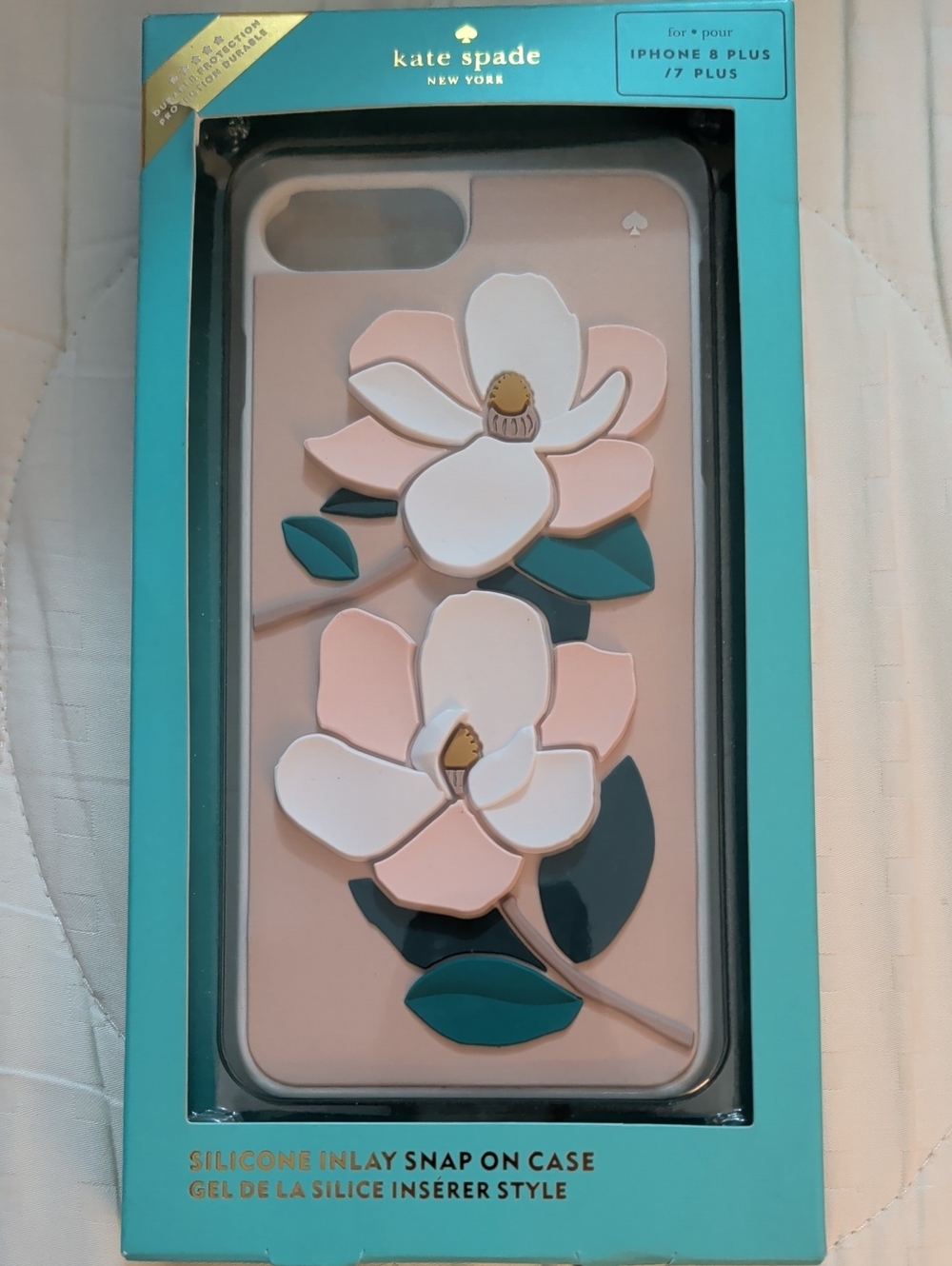 NWOT Kate Spade silicone inlay snap-on iPhone 8 plus / 7 plus case